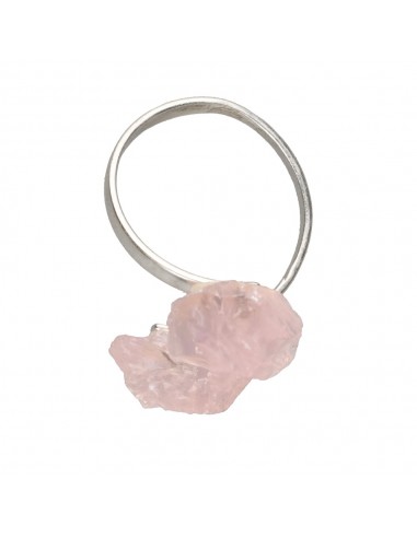 Anello di quarzo rosa grezzo in argento