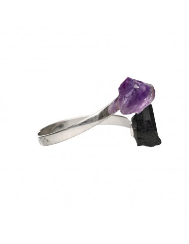 Anello di Tormalina e Ametista grezze...