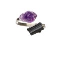 Anello in Tormalina e Ametista Grezza in Argento
