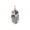 Pendentif argenté panier avec 7 chakras