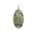 Silver Plated Prehnite Cabochon Pendant