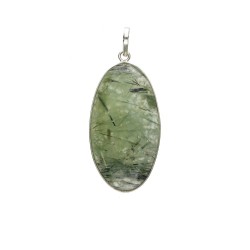 Pendente Cabochon di Prehnite in Bagno d'Argento