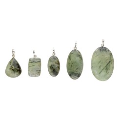 Pendente Cabochon di Prehnite in Bagno d'Argento