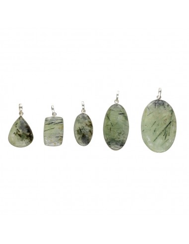 Silver Plated Prehnite Cabochon Pendant
