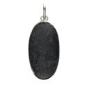 Black Tourmaline Cabochon Pendant in Silver Plating