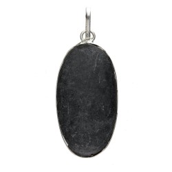 Pendente Cabochon di Tormalina Nera in Bagno d'Argento