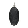 Black Tourmaline Cabochon Pendant in Silver Plating
