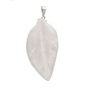 Pendentif feuille en quartz laiteux