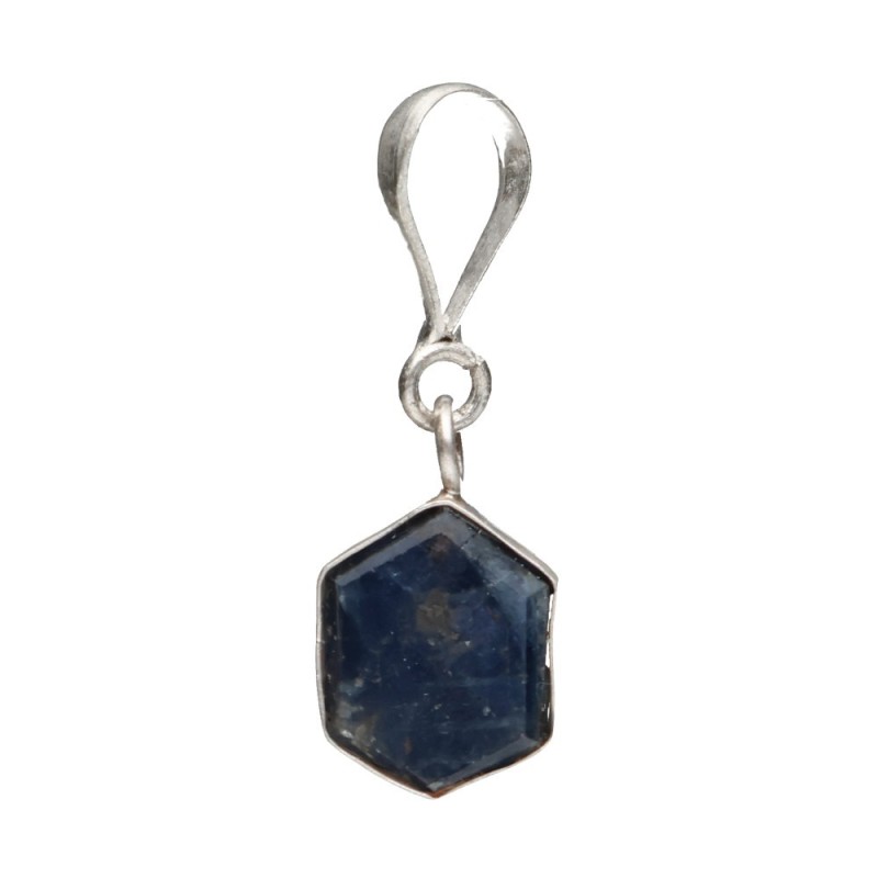 Pendente Piatto in Zaffiro Blu in Argento Sterling 925
