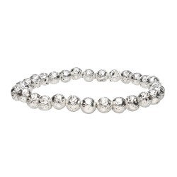 Bracciale in Lava con Bagno Placcato Argento 6mm