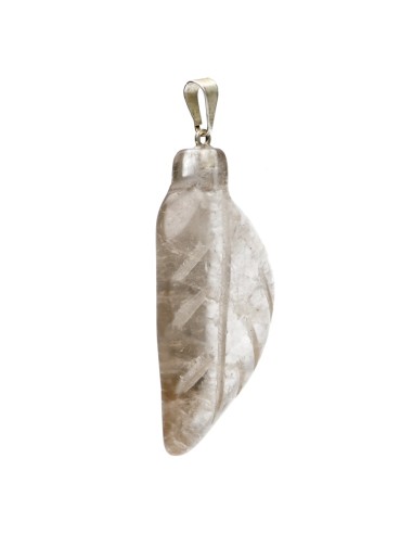 Pendentif feuille en quartz fumé