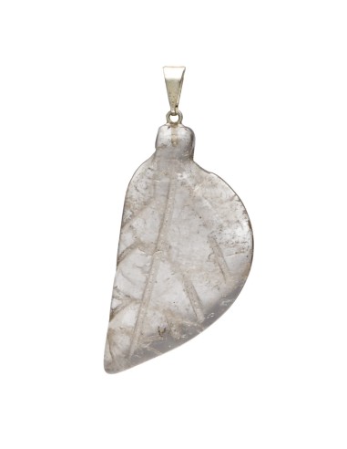 Pendentif feuille en quartz fumé