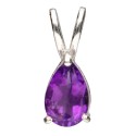 Faceted Amethyst Drop Pendant in Sterling Silver 925