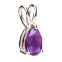 Pendentif goutte d'améthyste facettée en argent 925