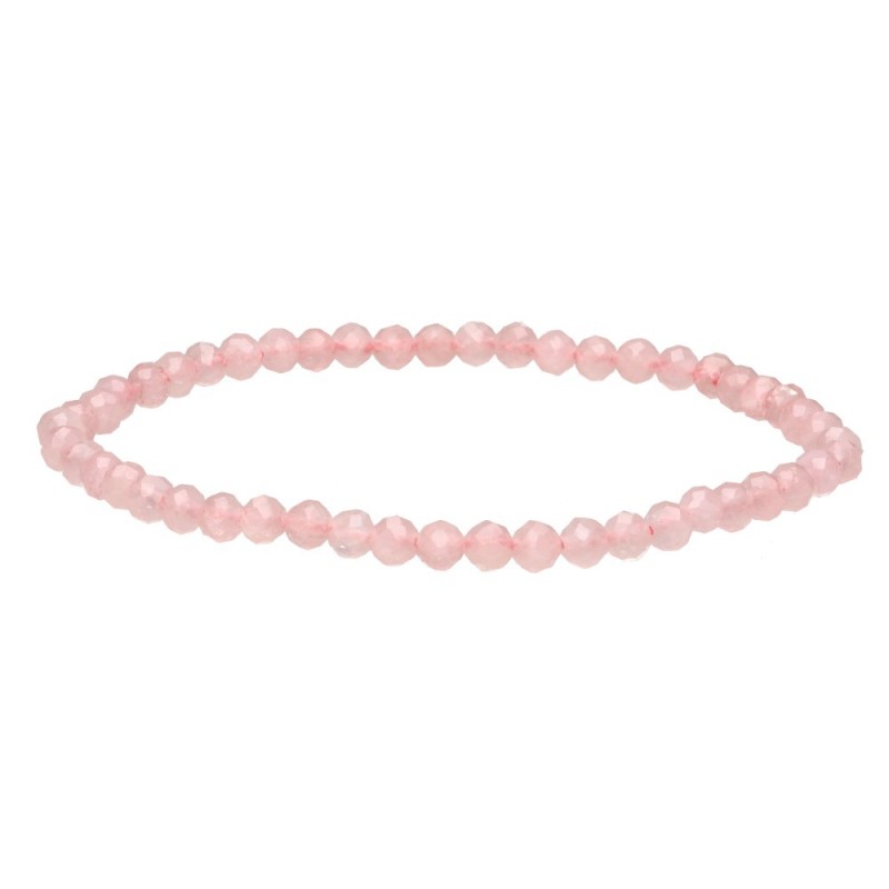 Bracciale in Quarzo Rosa Sfaccettato 4mm