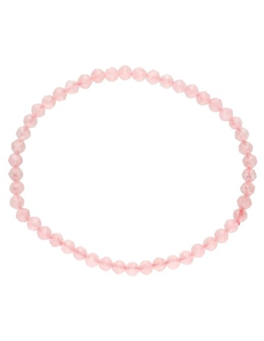 Pulsera de Cuarzo Rosa Facetado 4mm