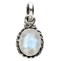 Pingente de pedra da lua oval boémia em prata esterlina 925 -B