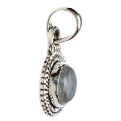 Pendente Bohemio in Pietra Luna Cerchio in Argento Sterling 925
