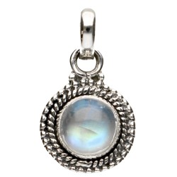 Pendente Bohemio in Pietra Luna Cerchio in Argento Sterling 925
