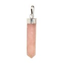Silver Plated Rose Quartz Point Pendant