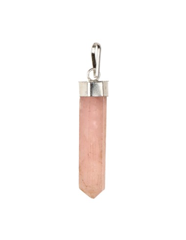 Pendente a punta di quarzo rosa con...