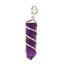 Amethyst Spiral Spike Pendant in Silver Plating