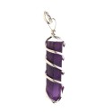 Amethyst Spiral Spike Pendant in Silver Plating