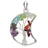 Moon with Tree of Life Chakra Silver Plated Pendant