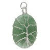 Tree of Life Green Quartz Pendant Tumbled in Silver Plating