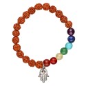 Pulseira Rudraksha com Chakras e Mão de Fátima
