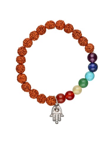Pulseira Rudraksha com Chakras e Mão...