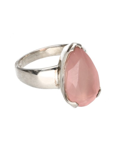 Anel de quartzo rosa facetado em...