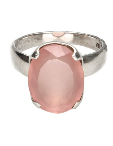 Anello in quarzo rosa sfaccettato in...