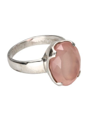 Anello in quarzo rosa sfaccettato in...