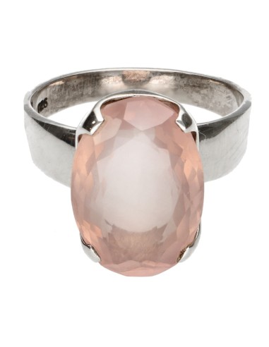 Faceted Rose Quartz Ring in 925...