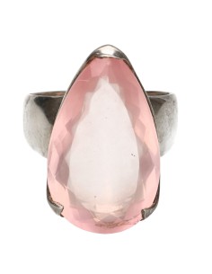 Bague en quartz rose à...