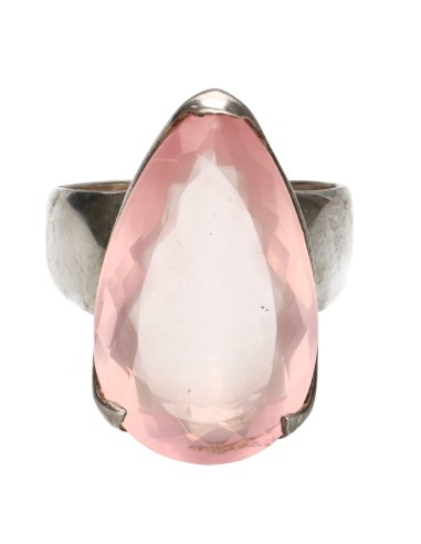 Anello in quarzo rosa sfaccettato in...