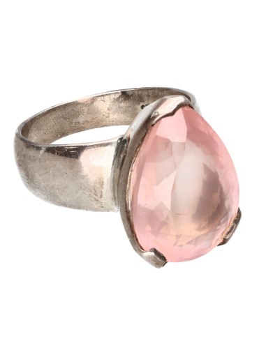 Anello di quarzo rosa sfaccettato in...
