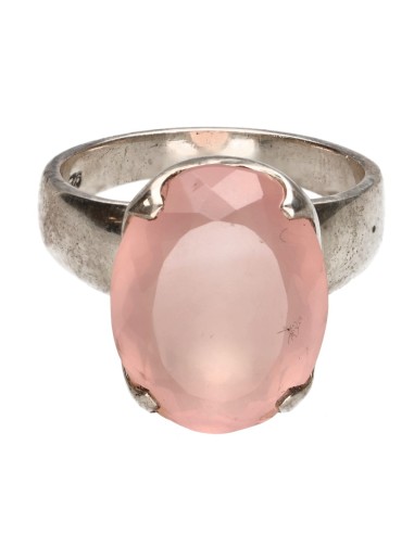 Bague en quartz rose à facettes en...