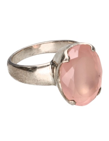 Bague en quartz rose à facettes en...