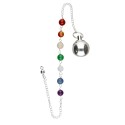 Pêndulo de esfera prateado com chakras