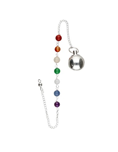 Pêndulo de esfera prateado com chakras