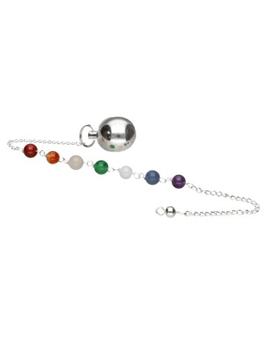 Pendule sphère argenté avec chakras