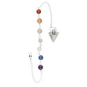 Silver Plated Cone Pendulum with Chakras