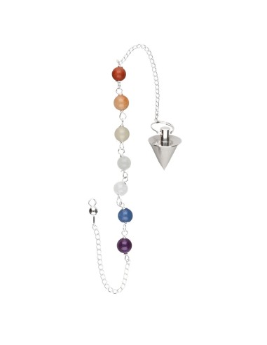 Silver Plated Cone Pendulum with Chakras