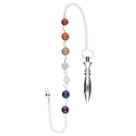 Pêndulo de Karnak banhado a prata com chakras (PLA19)