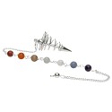 Pendule spiralé argenté avec chakras