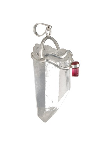 Lemurian Quartz Pendant with Pink...