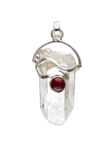 Lemurian Quartz Pendant with Pink...