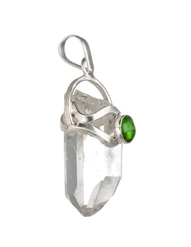 Lemurian Quartz Pendant with Green...